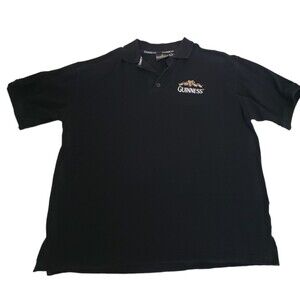 Guinness Beer Mens XL Black Polo Shirt Cotton Logo Official Guinness Merchandise